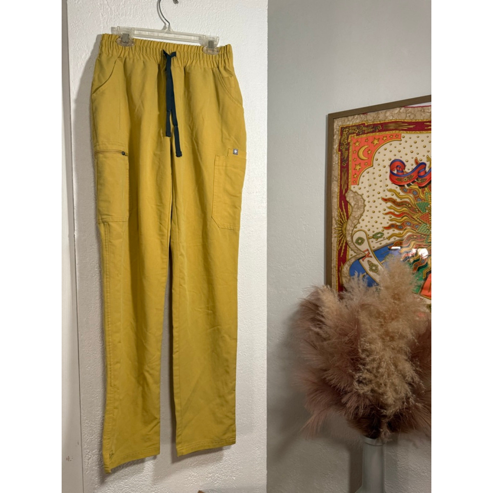 Preowned, FIGS Women's Yola Skinny Scrub Pants, Light Gold,XS/Tall